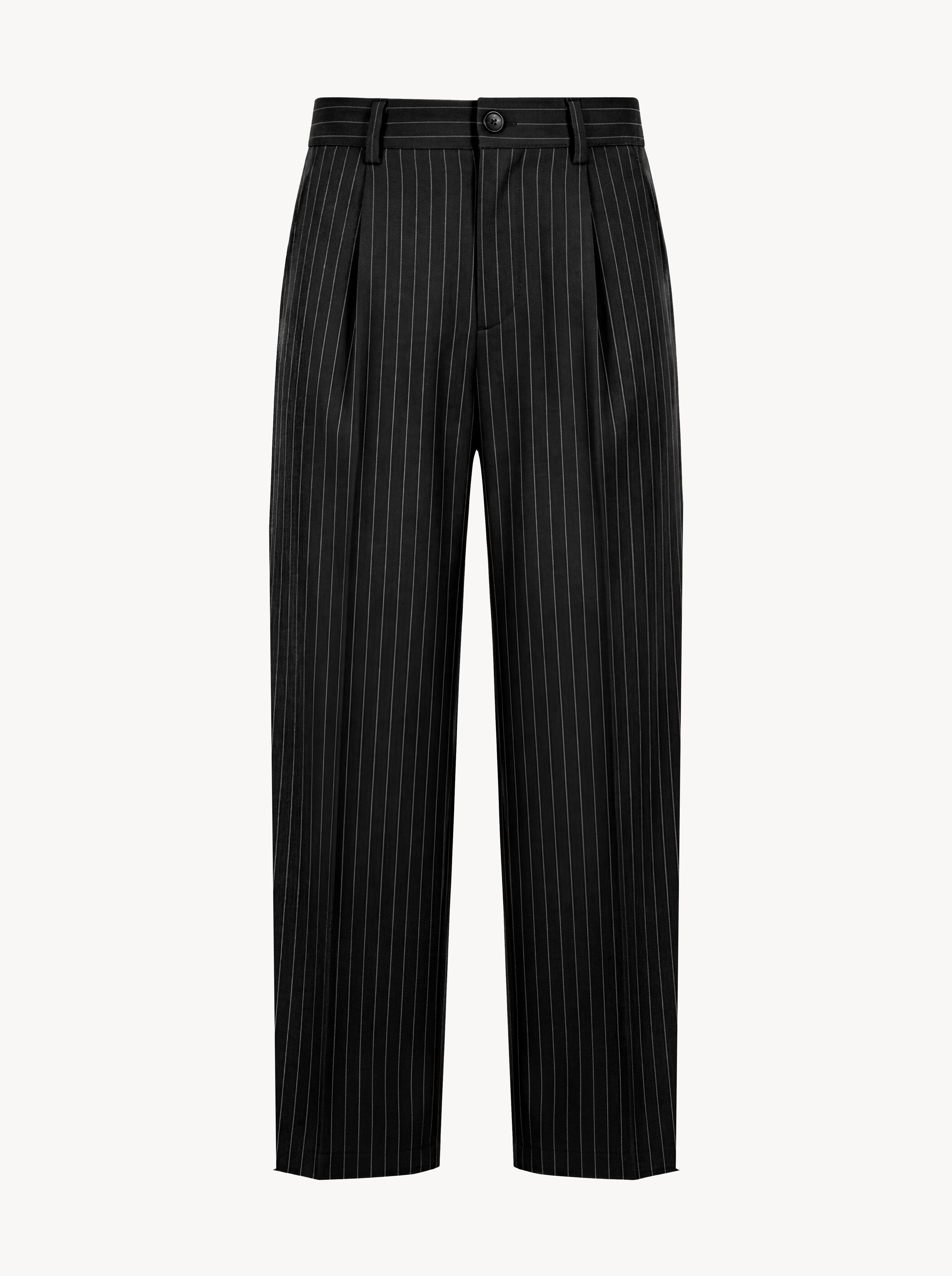 Men Stripe Black Pants