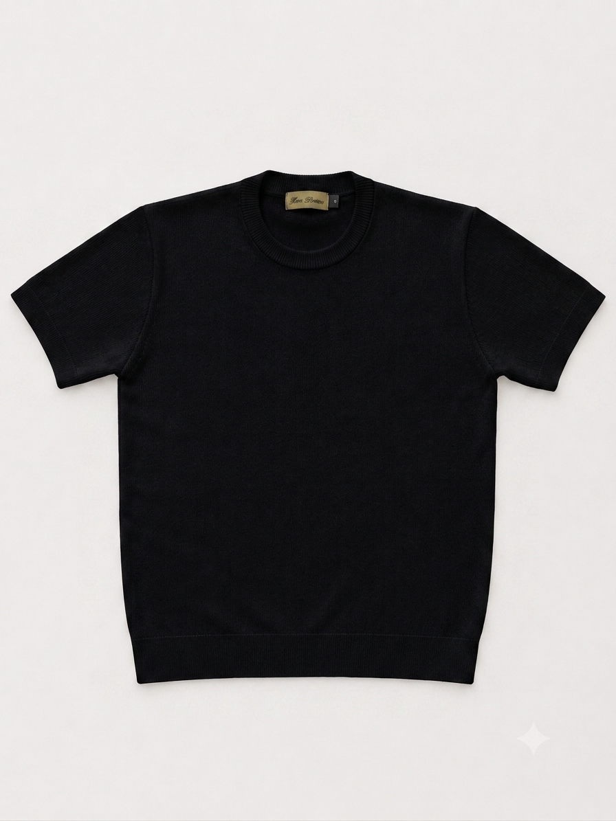 KNITTED T SHIRT (BLACK)