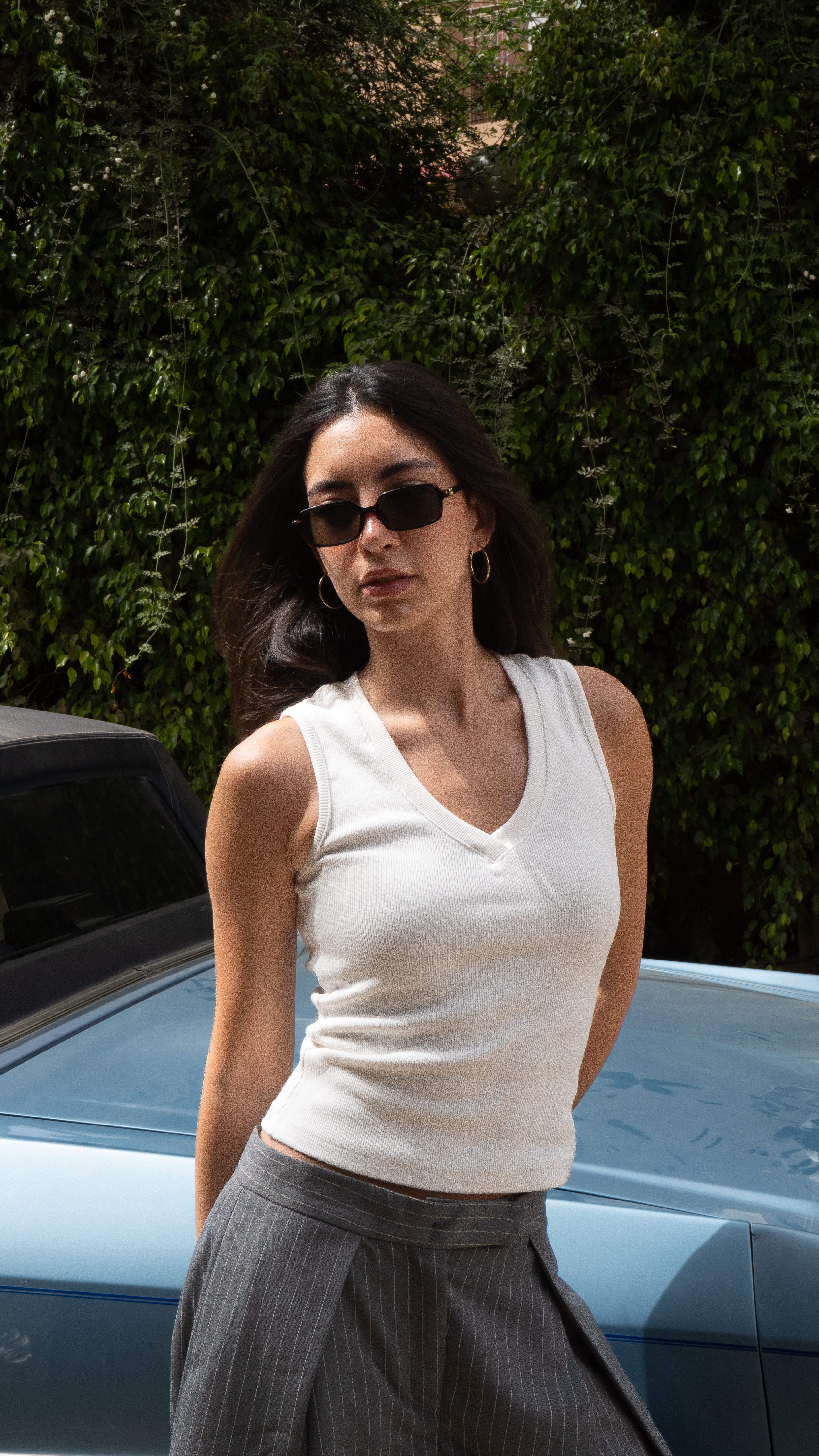 V-Neck White Top