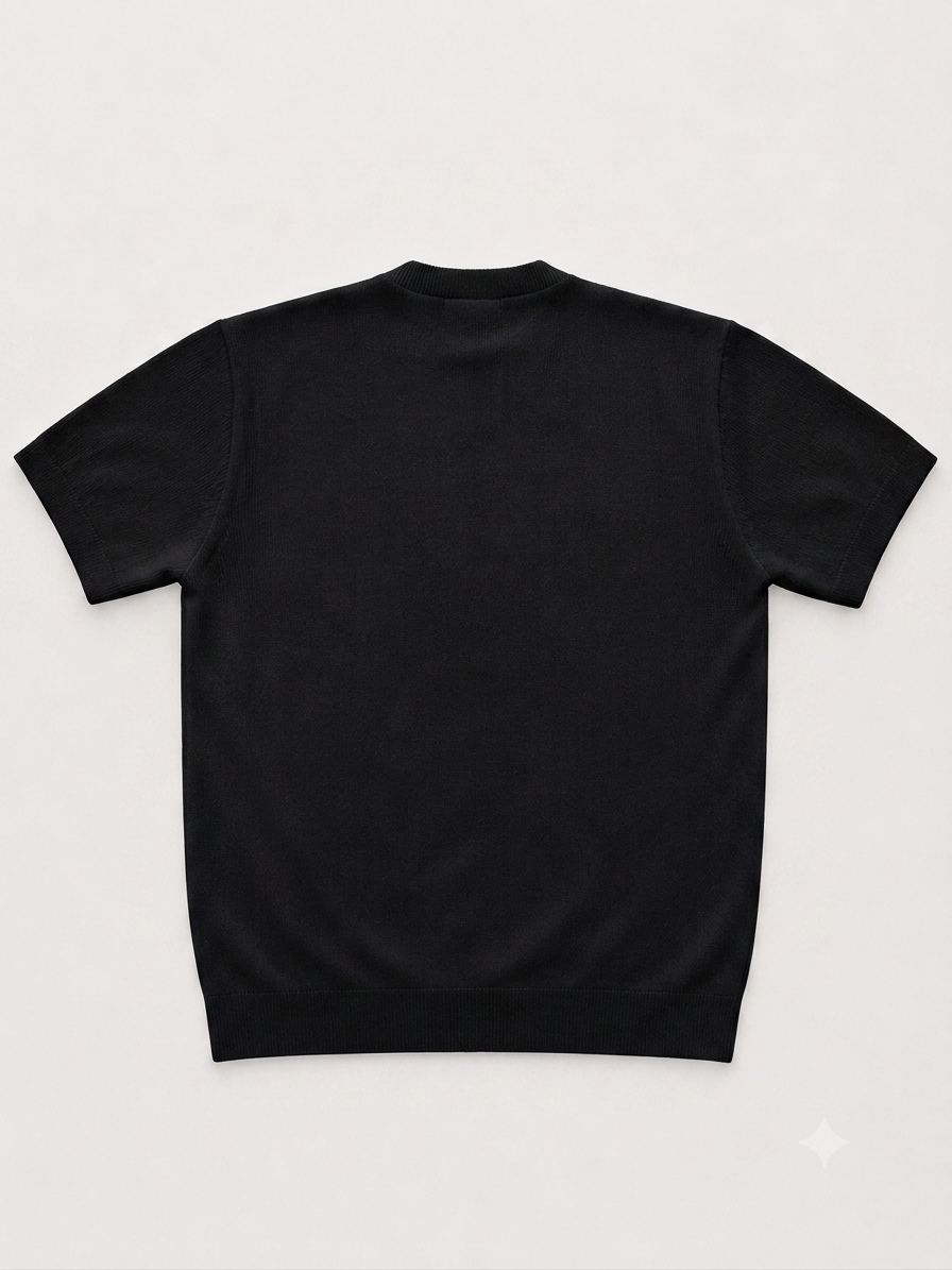 KNITTED T SHIRT (BLACK)